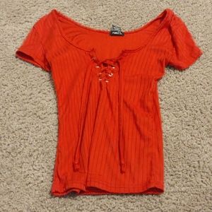 Red lace up shirt